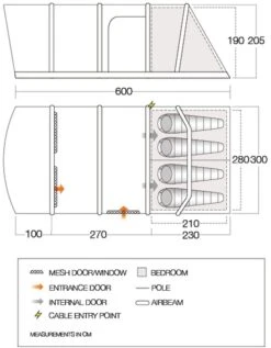 Vango Aether Air 450XL Opblaasbare Tent - 4 Persoons -Buitenleven Winkel 1900 1514 aether air 450xl floorplan 01