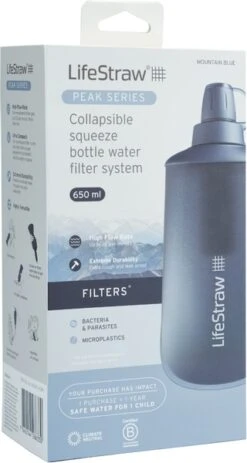 Lifestraw Peak Opvouwbare Waterfilter Fles - 650 Ml - Blauw -Buitenleven Winkel 1900 1900 00104066 07