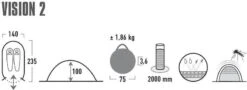 High Peak Vision 2 Pop-up Tent - 2 Persoons - Groen -Buitenleven Winkel 440 1200 4001690101080.pt01