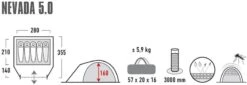 High Peak Nevada 5.0 Koepeltent Met Luifel - 5 Persoons -Buitenleven Winkel 900 2483 4001690102094.pt01